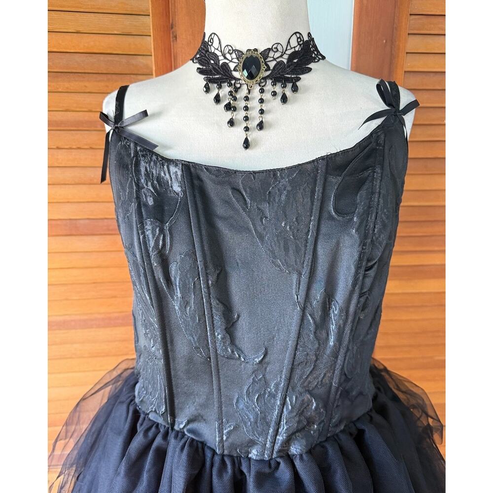 Dolls Kill Gothic Victorian Halloween High Low Brocade & Tulle Gown Dress 1X - Picture 2 of 7